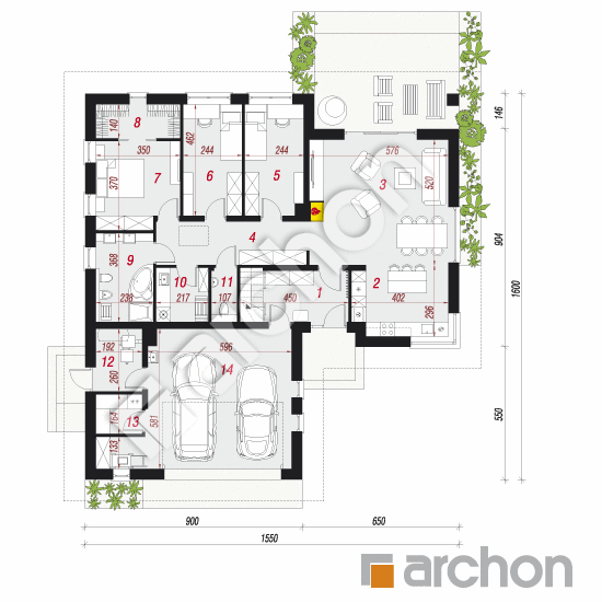 Проект будинку ARCHON+ Будинок в бірюзі (Г2) План першого поверху