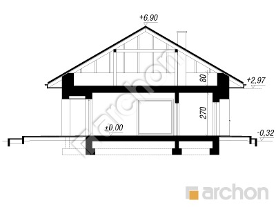 Проект дома ARCHON+ Дом в бирюзе (Г2) Розріз будинку