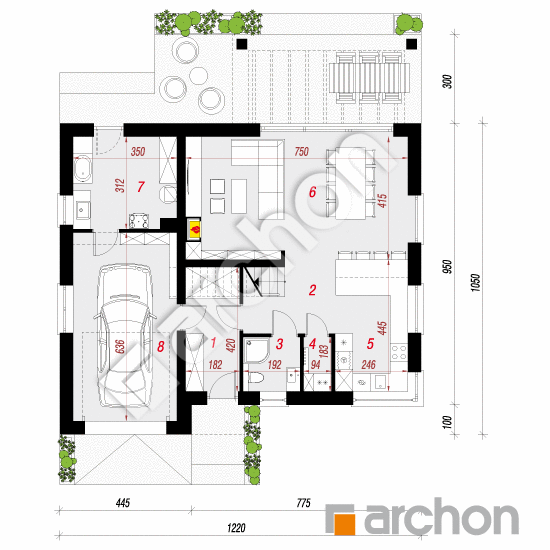 Проект будинку ARCHON+ Будинок в аурорах 22 (ГЕ) План першого поверху