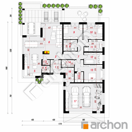 Проект дома ARCHON+ Дом в подснежниках 3 (Г2) План першого поверху