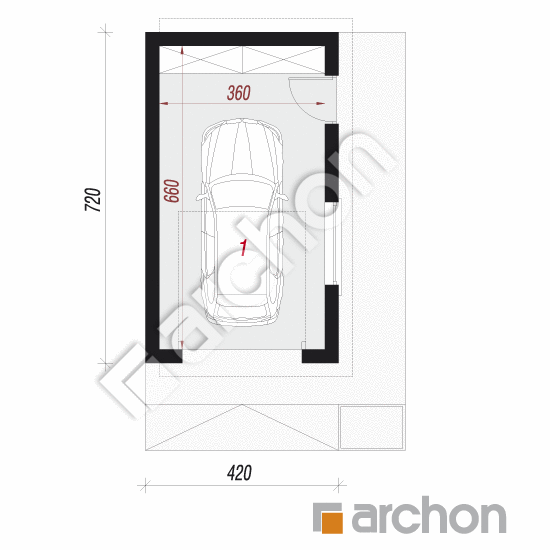 Проект дома ARCHON+ Г35 - Одноместный гараж План першого поверху