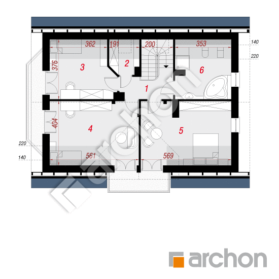 Проект будинку ARCHON+ Будинок в чорнобривцях 2 вер.2 План мансандри
