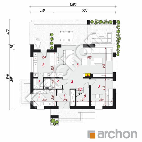 Проект дома ARCHON+ Дом в сорго План першого поверху
