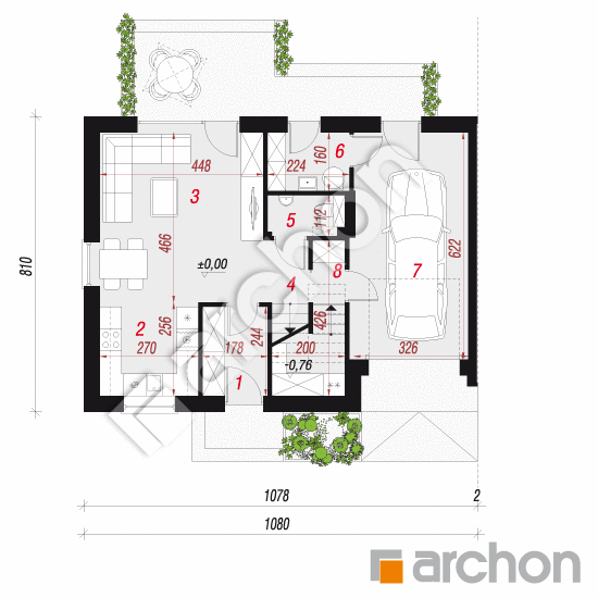 Проект дома ARCHON+ Дом в химонантах 3 (ГБ) План першого поверху
