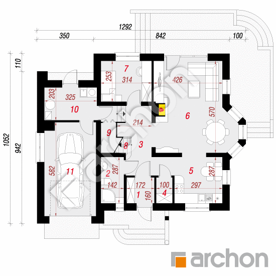 Проект будинку ARCHON+ Будинок в тамариску 2 вер.2 План першого поверху