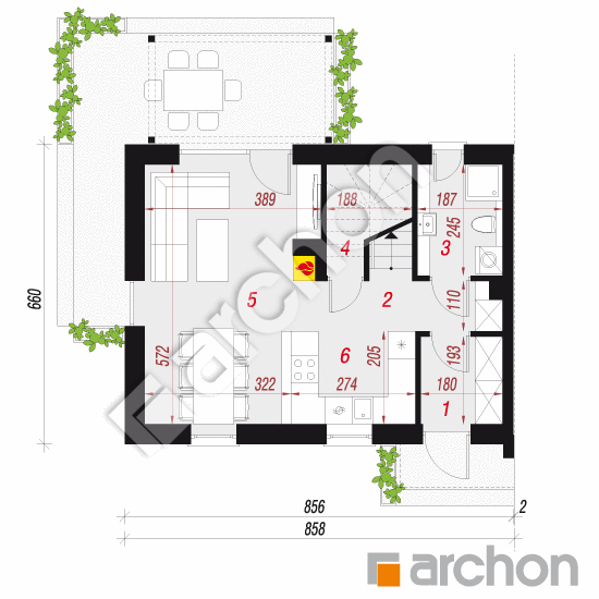 Проект будинку ARCHON+ Будинок в еверніях (Б) вер.2 План першого поверху