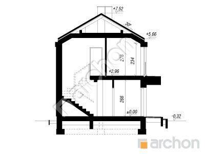 Проєкт будинку ARCHON+ Будинок в еверніях (Б) вер.2 Розріз будинку