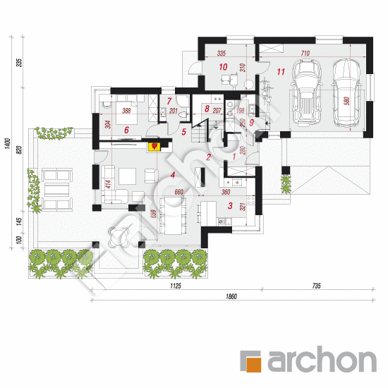Проект будинку ARCHON+ Вілла Еліза 3 План першого поверху