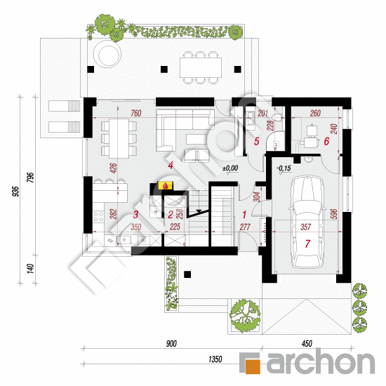 Проект дома ARCHON+ Дом в журавках 11 План першого поверху