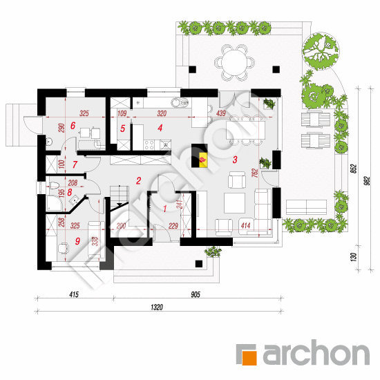 Проект дома ARCHON+ Дом в айдаредах 9 План першого поверху