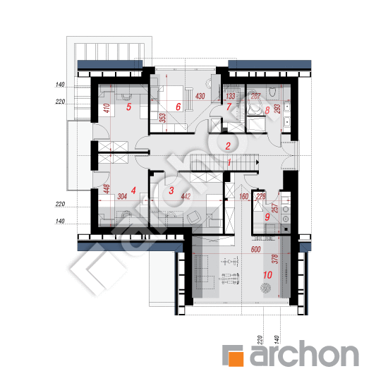 Проект дома ARCHON+ Дом в теллимах (Г2Е) План мансандри