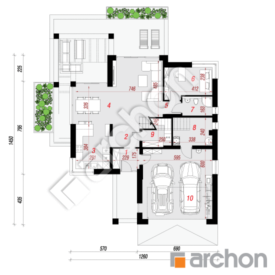 Проект будинку ARCHON+ Будинок у телімах (Г2Е) План першого поверху