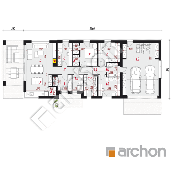 Проект будинку ARCHON+ Будинок в пепероміях 5 (Г2) План першого поверху