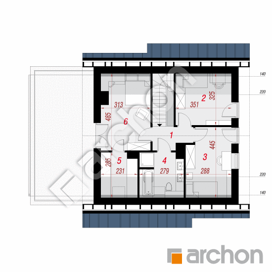 Проект будинку ARCHON+ Будинок мініатюрка (ГНТ) План мансандри