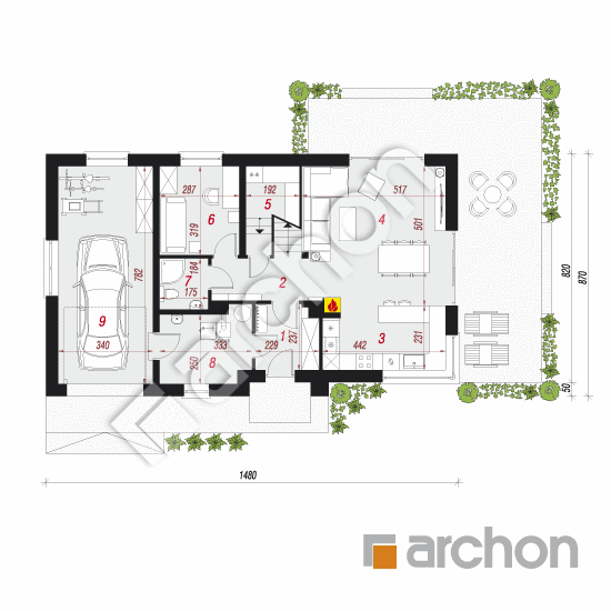 Проект будинку ARCHON+ Будинок в хлорофітумі 9 (Г) План першого поверху