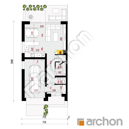 Проект будинку ARCHON+ Будинок в ясенці (Б) План першого поверху