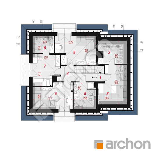Проект дома ARCHON+ Дом в нектаринах (НТ) План мансандри