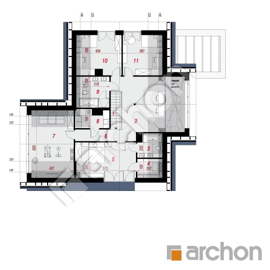 Проект дома ARCHON+ Дом в фелициях 3 (Г2) План мансандри
