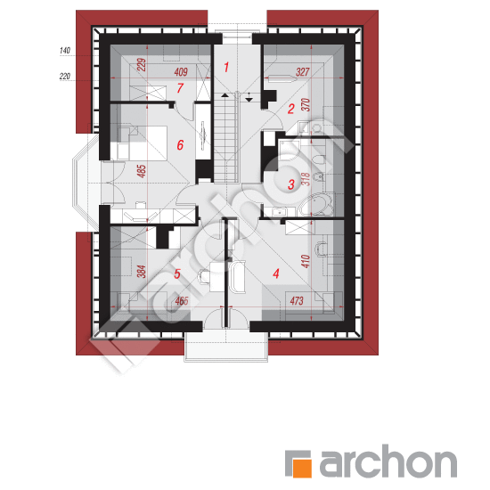 Проект будинку ARCHON+ Будинок в тим'яні вер.3 План мансандри