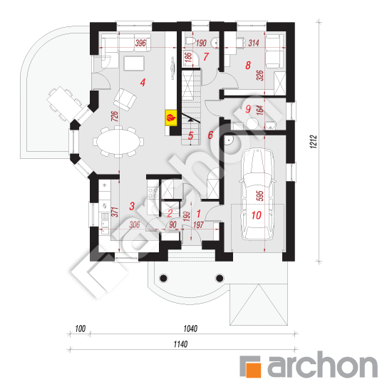Проект дома ARCHON+ Дом в тимьяне вер.3 План першого поверху