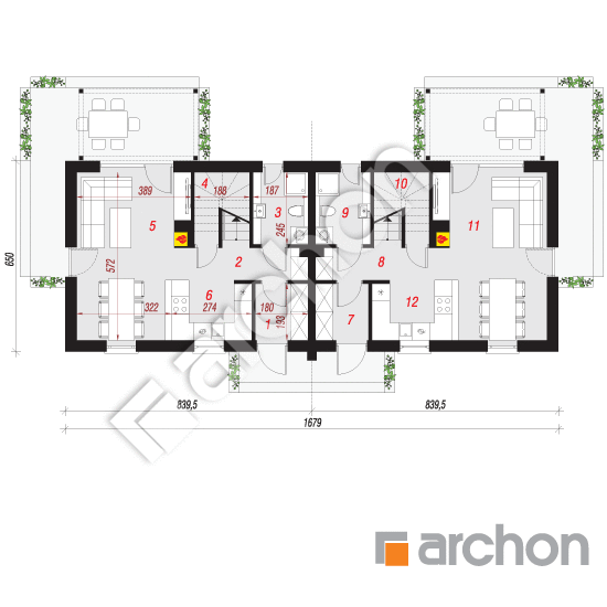 Проект будинку ARCHON+ Будинок в еверніях (Р2) План першого поверху