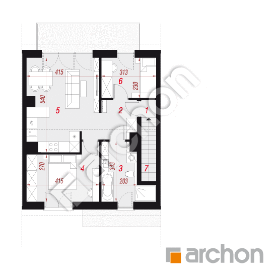 Проект дома ARCHON+ Дом в облепихе (Р2С) вер.3 План мансандри