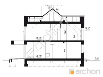Проєкт будинку ARCHON+ Будинок в гунерах 2 (Р2) вер.2 Розріз будинку