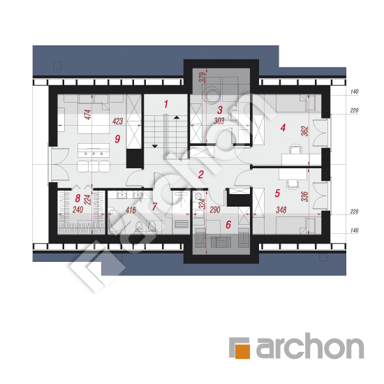 Проект будинку ARCHON+ Будинок в макадамії (Р2) План мансандри