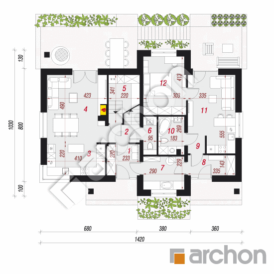 Проект будинку ARCHON+ Будинок в макадамії (Р2) План першого поверху