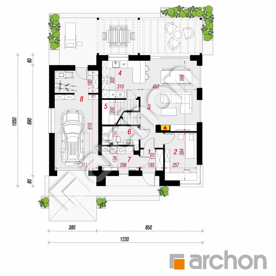 Проект будинку ARCHON+ Будинок в малинівці 21 (Г) План першого поверху