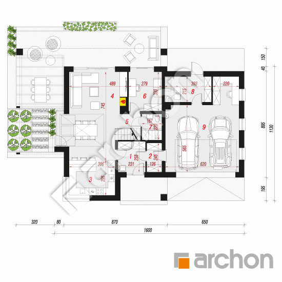 Проект дома ARCHON+ Дом в аморфах 2 (Г2А) План першого поверху