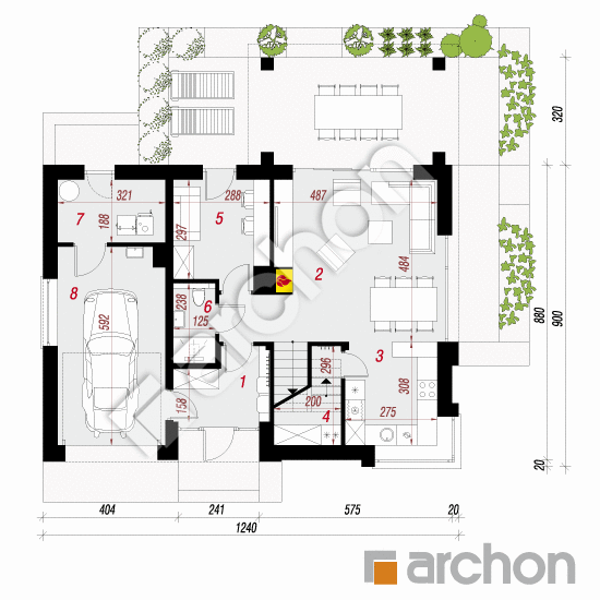 Проект будинку ARCHON+ Будинок в малинівці 9 (Г) План першого поверху