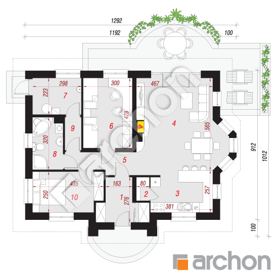 Проект будинку ARCHON+ Будинок в лотосах 2 вер.2 План першого поверху