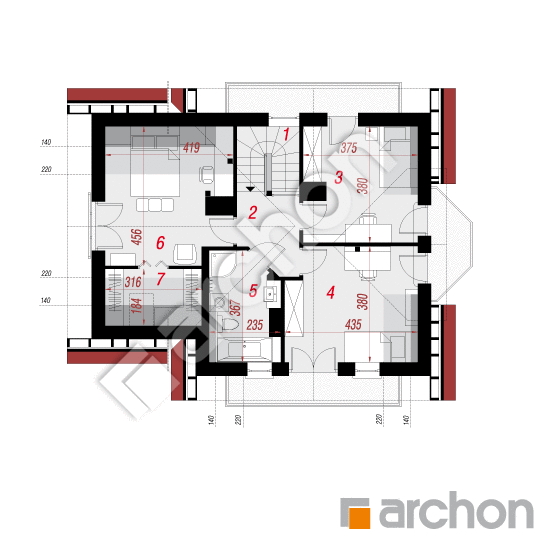 Проект дома ARCHON+ Дом в скальниках вер.2 План мансандри