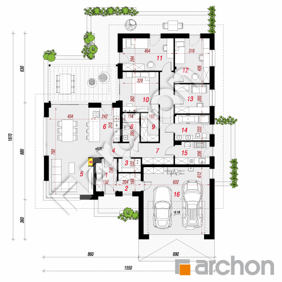 Проект будинку ARCHON+ Будинок в жимолості 4 (Г2) План першого поверху