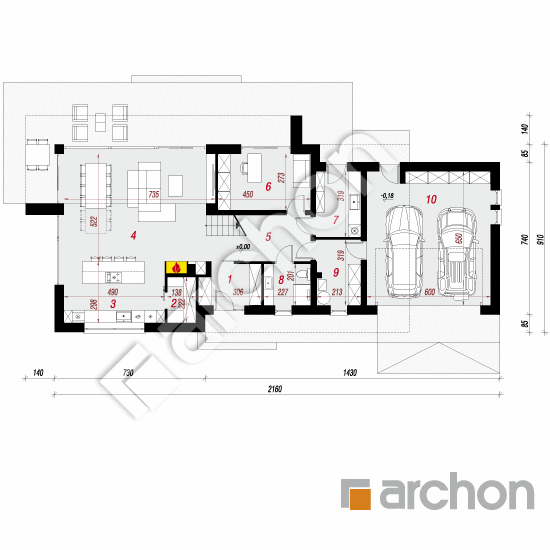 Проект дома ARCHON+ Дом в агапантах (Г2) План першого поверху