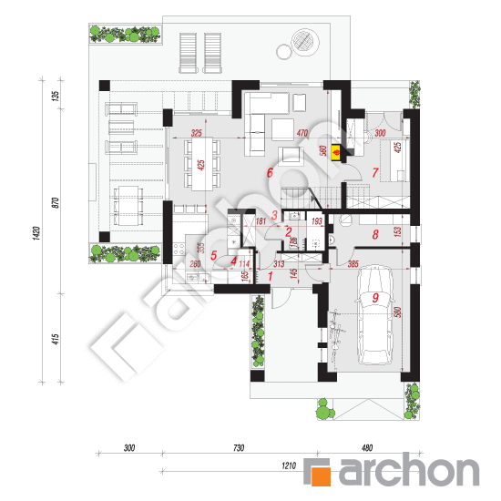 Проект будинку ARCHON+ Вілла Міранда 14 (Г) План першого поверху