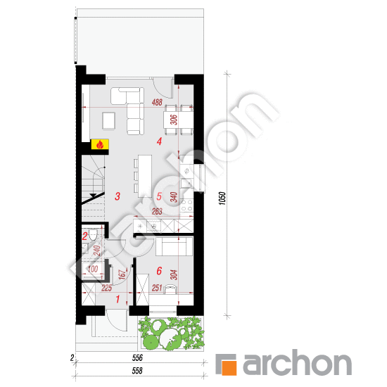 Проект дома ARCHON+ Дом в ривиях 18 (Б) вер.2 План першого поверху