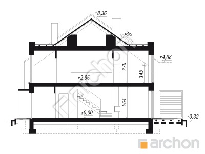 Проект дома ARCHON+ Дом в ривиях 18 (Б) вер.2 Розріз будинку