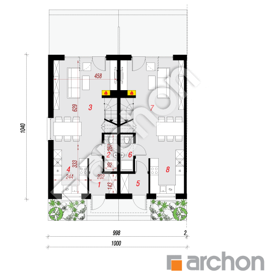 Проект дома ARCHON+ Дом в ривиях 4 (Р2Б) План першого поверху