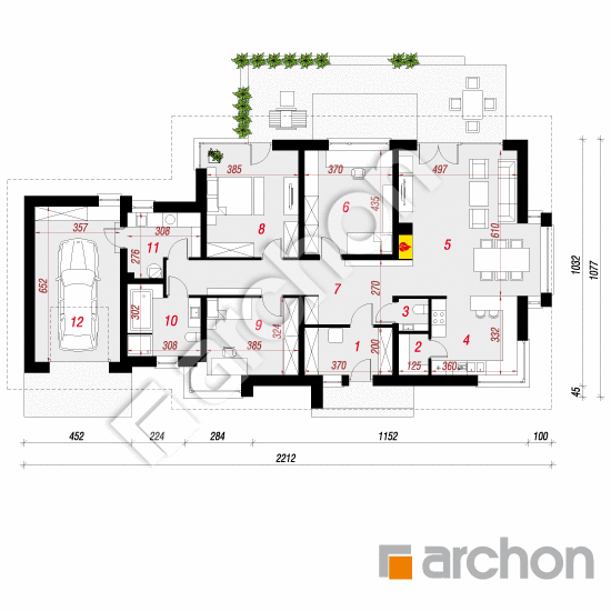 Проект будинку ARCHON+ Будинок під червоною горобиною (ГН) вер.2 План першого поверху