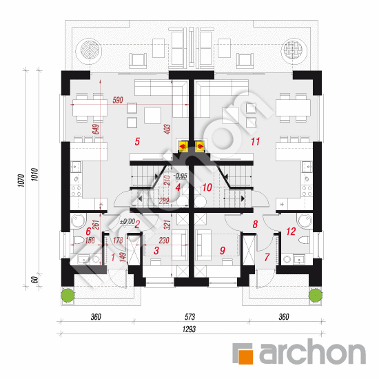 Проект дома ARCHON+ Дом в клематисах 2 (Р2) вер.2 План першого поверху