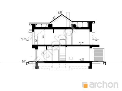 Проєкт будинку ARCHON+ Будинок в клематисах 2 (Р2) вер.2 Розріз будинку
