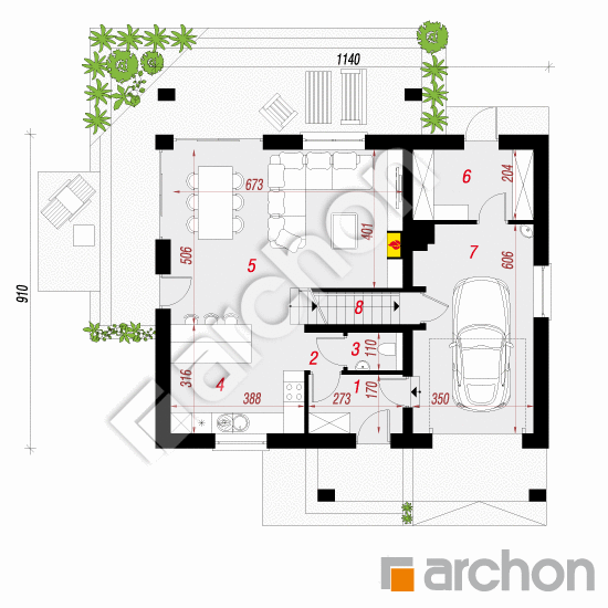 Проект дома ARCHON+ Дом в красотах 2 (П) План першого поверху