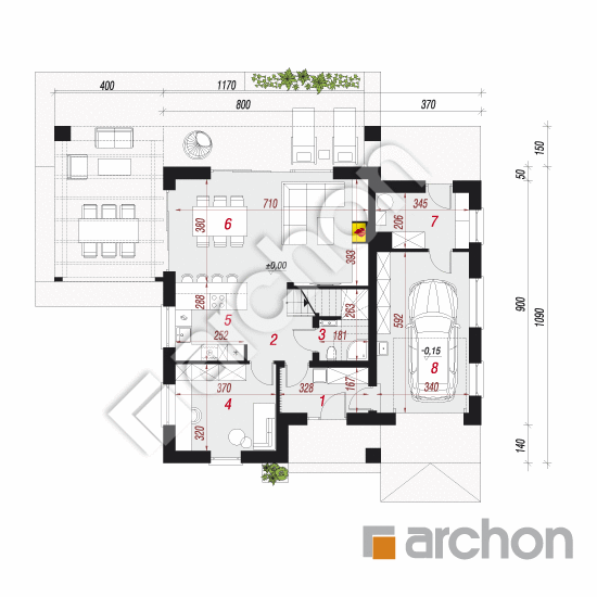 Проєкт будинку ARCHON+ Будинок в алоізіях 4 План першого поверху