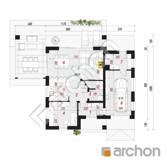 Проект дома ARCHON+ Дом в миловонках 4 План першого поверху