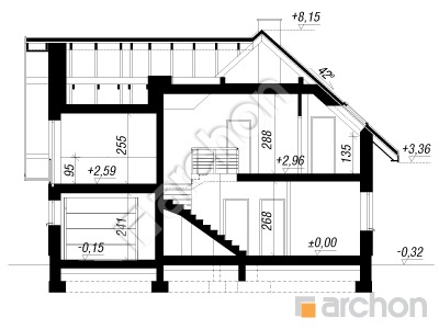 Проект дома ARCHON+ Дом в миловонках 4 Розріз будинку
