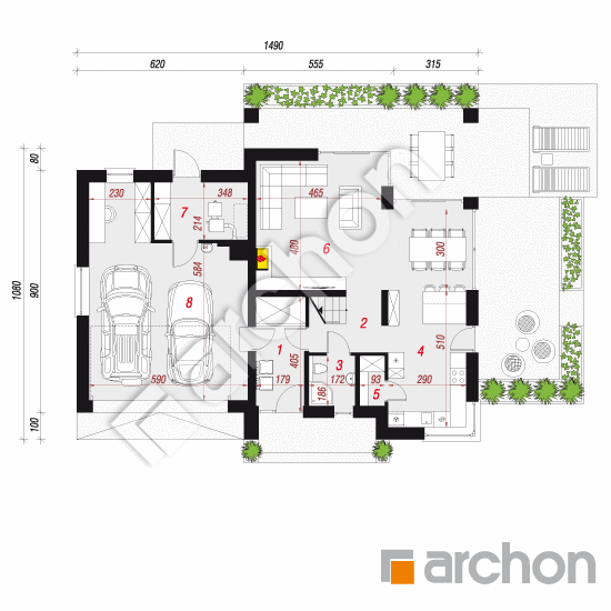 Проект дома ARCHON+ Дом в орлишках (Г2Н) План першого поверху