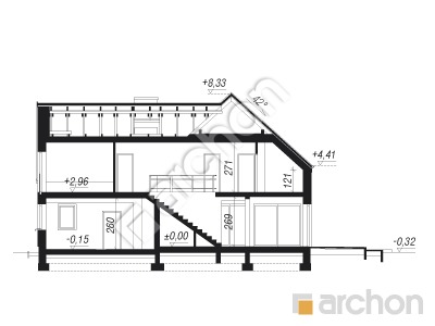 Проект дома ARCHON+ Дом в орлишках (Г2Н) Розріз будинку