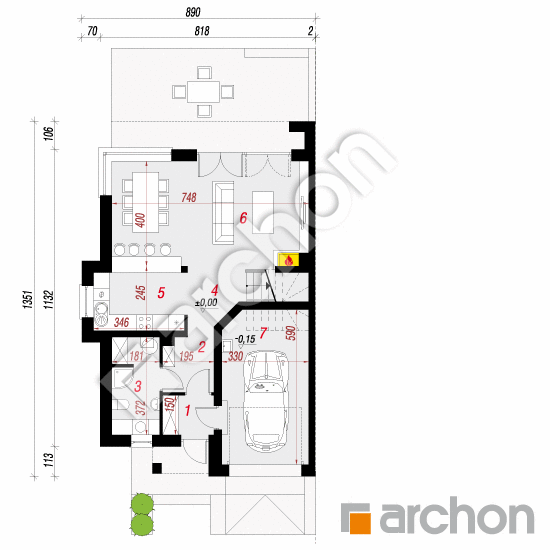 Проект будинку ARCHON+ Вілла Юлія (АБ) План першого поверху